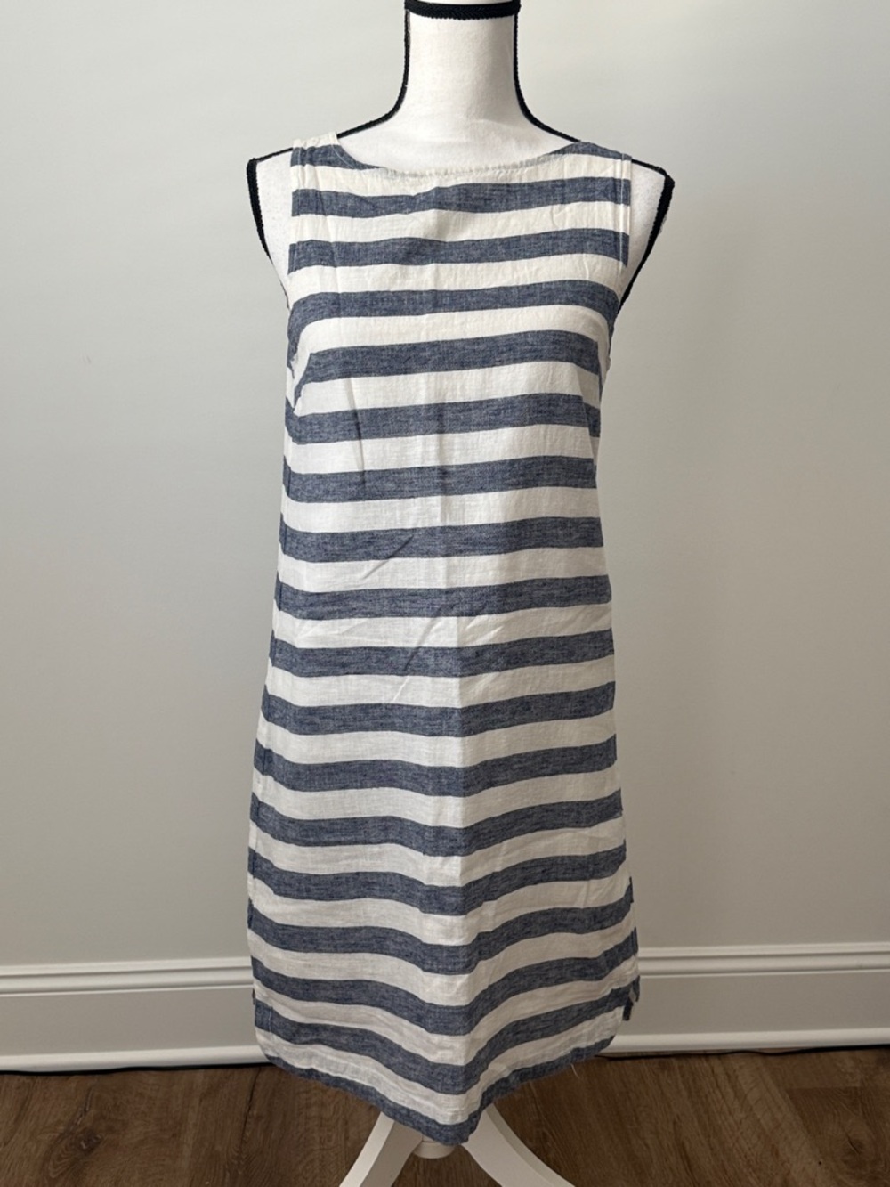 beach lunch lounge striped dress beachlunchlounge Navy and White Sleeveless Shift Shirt dress Colour:Azure Stripe allhalloweencostumes Dress INA, Cadet Blue done summer staple that
